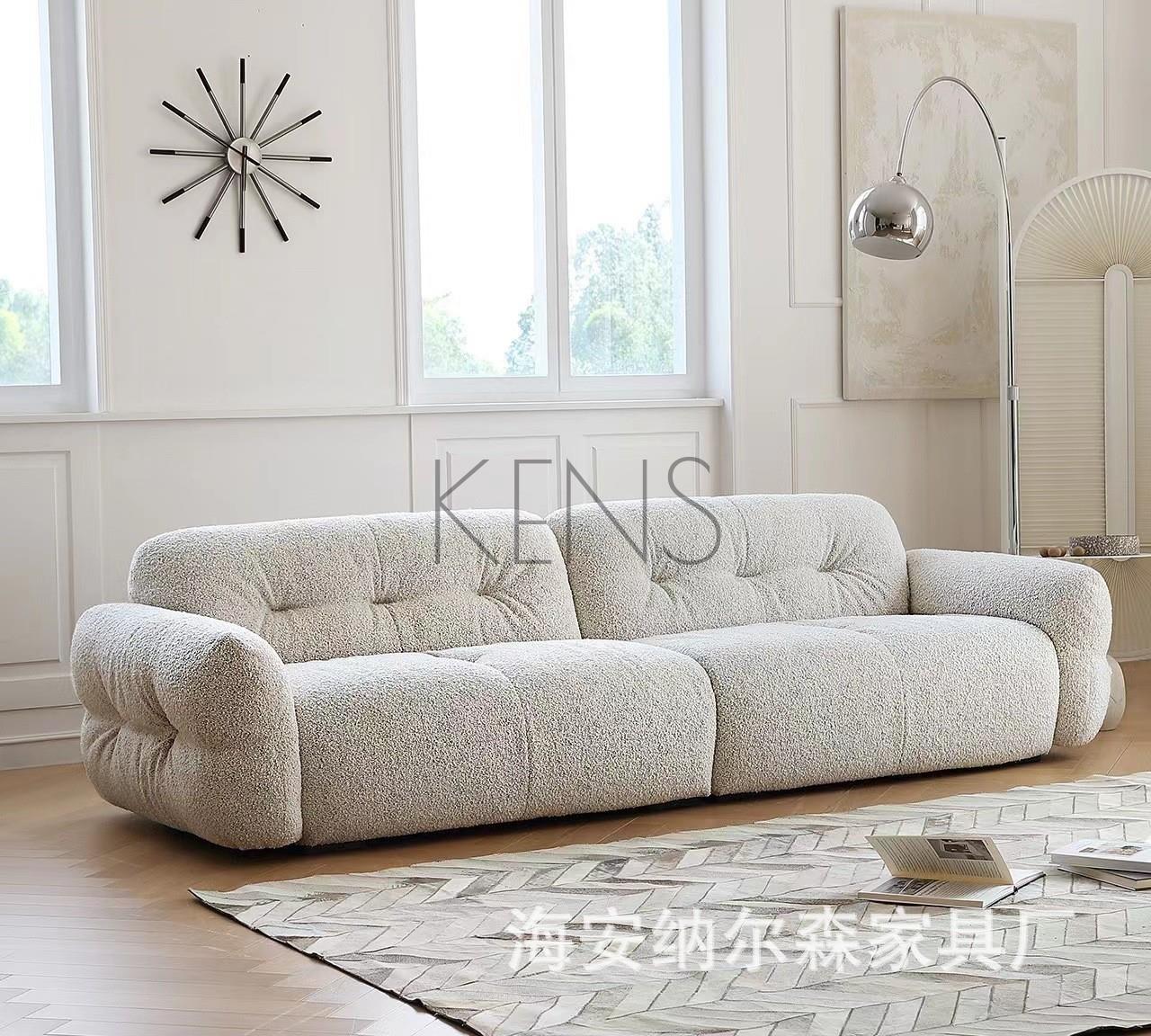【KENS】沙發 沙發椅 法式云團沙發復古奶油風現代簡約小戶型網紅雪花絨布藝沙發