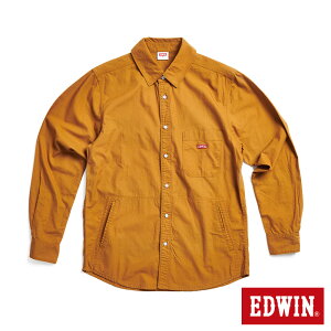 EDWIN 紅標長袖襯衫式外套-男款 灰卡其 #夏日沁涼衣著