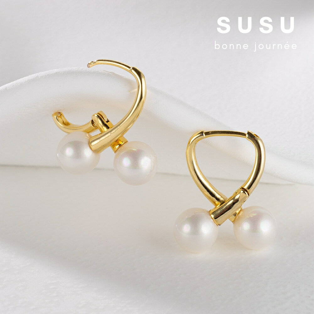 SU SU︱法式交叉珍珠耳環❤️日韓 明星 熱銷 925純銀 防過敏 珍珠 飾品 耳環 項鍊 手鍊 穿搭 時尚