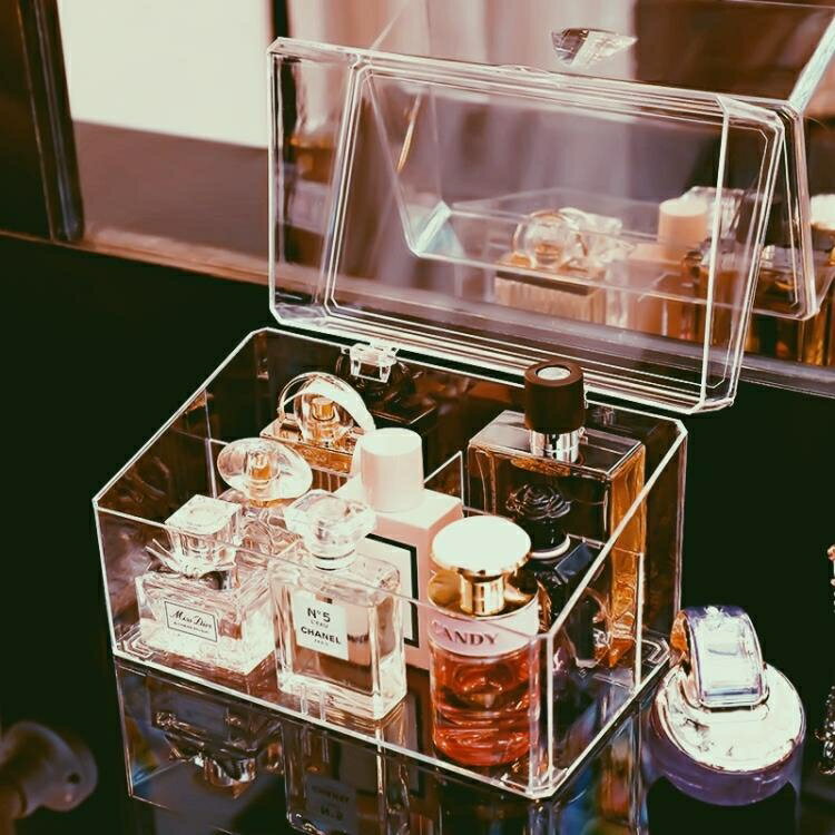 化妝品收納盒 香水收納盒防塵壓克力香水小樣展示架ins放口紅化妝品的置物架子
