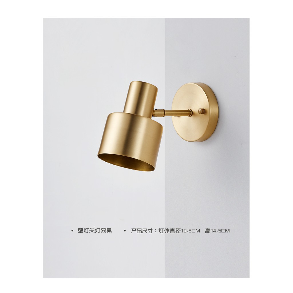 北歐後現代衛生間鏡前壁燈復古個性過道燈書房臥室全銅床頭壁燈臥室床頭全銅壁燈現代簡約創意設計師過道走廊衛生間浴室壁燈