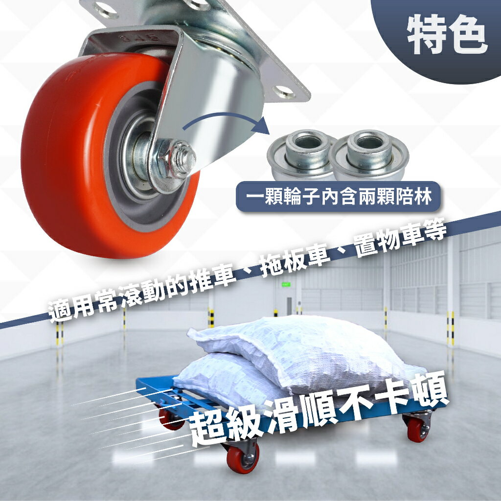 76mm PU輪靜音萬向輪 工業用腳輪｜家具/推車/板車適用｜滑順耐用 可選煞車｜單顆販售（超取限6顆） 1