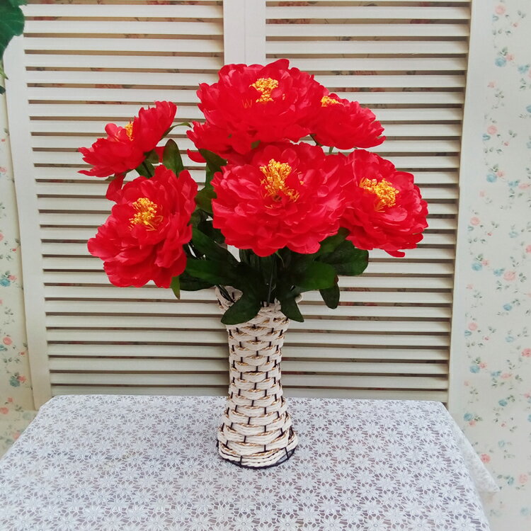 仿真大朵牡丹花束客廳臥室擺放花寺廟供佛裝飾花塑料假花絹花把花