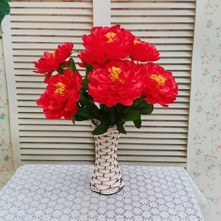 模擬大朵牡丹花束客廳臥室擺放花寺廟供佛裝飾花塑膠假花絹花把花