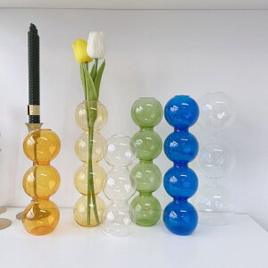 創意北歐 ins彩色水培玻璃泡泡花瓶裝飾可插花花瓶器皿球形啊件
