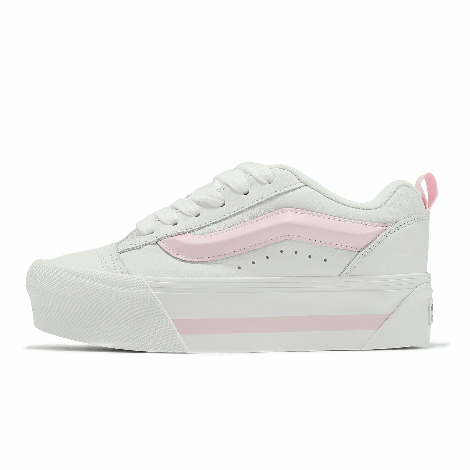 Vans 休閒鞋 Knu Stack 男鞋 女鞋 白 粉紅 厚底 厚鞋舌 寬鞋帶 小白鞋
