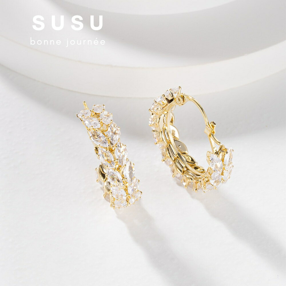 SU SU︱麥穗鋯鑽耳環❤️日韓 明星 熱銷 925純銀 防過敏 飾品 耳環 項鍊 手鍊 穿搭 百搭 時尚 1