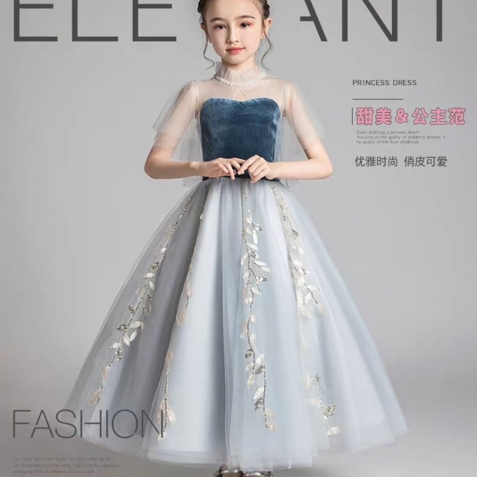 兒童晚禮服公主裙女童模特走秀小女孩主持人鋼琴演出服高貴洋氣夏