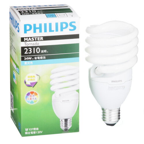 Philips 飛利浦 T2 螺旋省電燈泡34W白光【愛買】