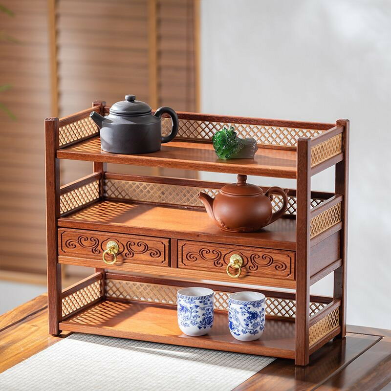 免運公司貨 附發票 茶具收納架 桌面博古架茶壺茶杯架茶具收納架紫砂壺展示架茶葉架子小型展示架 最低價 快速出貨