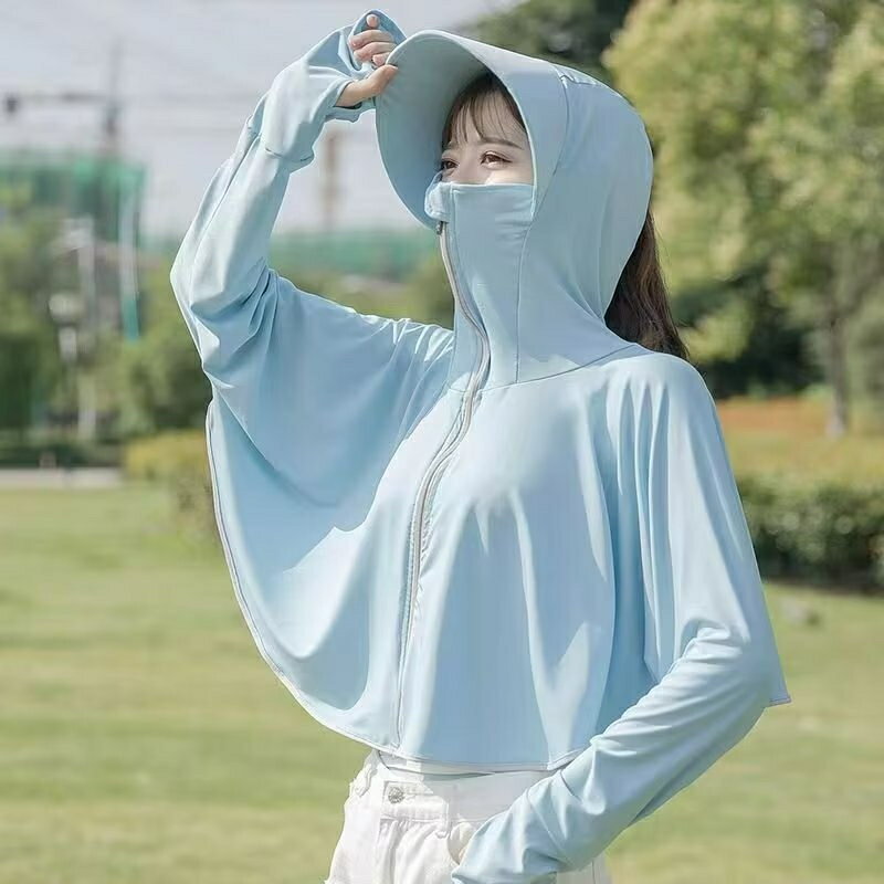防曬外套 女款防曬衣服 超薄款 涼感透氣冰絲外套 夏日防曬 夏日清涼 女生短款服飾外套 女生上衣（CC-Q57）