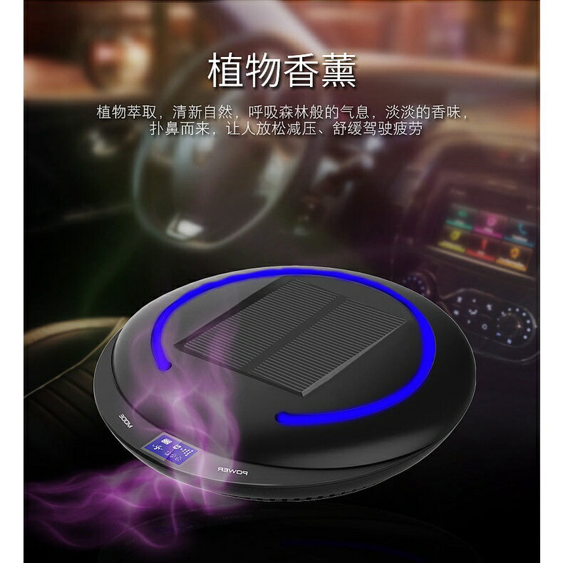【小明淘家】太陽能車載空氣淨化器汽車用負離子香氛空氣淨化器除甲醛霧霾異味 1