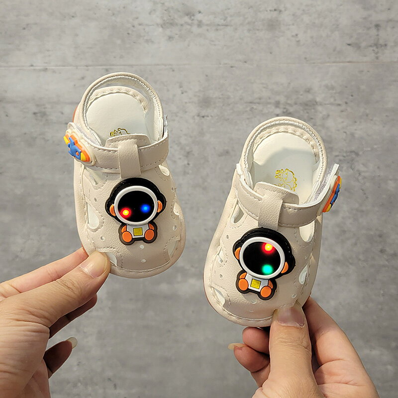 學步鞋 嬰兒鞋 寶寶襪鞋 夏季寶寶學步鞋嬰兒軟底涼鞋兒童叫叫鞋男女嬰兒亮燈鞋子0-1-2歲『TS3024』