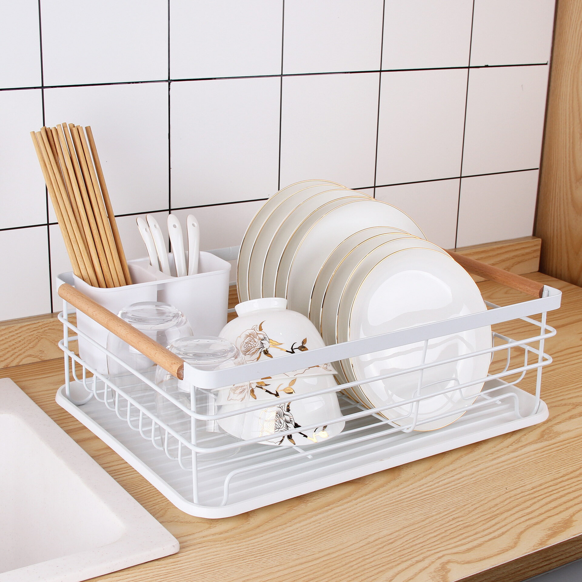 單層瀝水碗架 多功能廚房置物架餐具收納碗碟架
