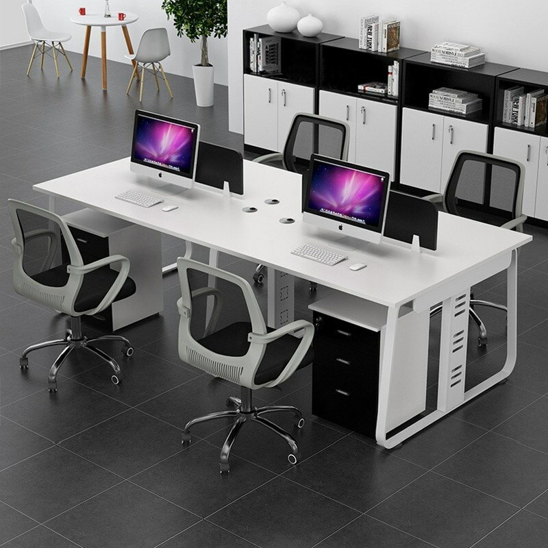 免運速發 辦公桌 工位桌 員工桌職員辦公桌4/6人位簡約現代屏風工位員工四人位電腦辦公桌椅組合