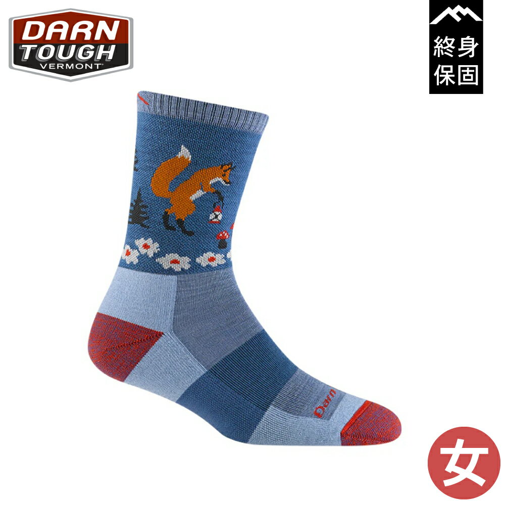 【DARN TOUGH 女CRITTER CLUB MICRO CREW LIGHTWEIGHT《淡藍/狐狸》】5001/羊毛襪