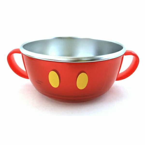 asdfkitty*迪士尼米奇紅色防燙304不鏽鋼有把手鋼碗/學習碗/隔熱碗/飯碗/湯碗-韓國製