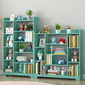 簡約現代兒童玩具書架收納架一體雙面隔斷落地窄縫書柜格子柜BYZ2