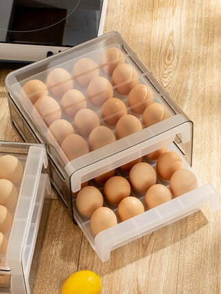 USAMI雞蛋盒冰箱保鮮收納盒塑料便攜32格雙層抽屜式雞蛋架托『xxs7552』