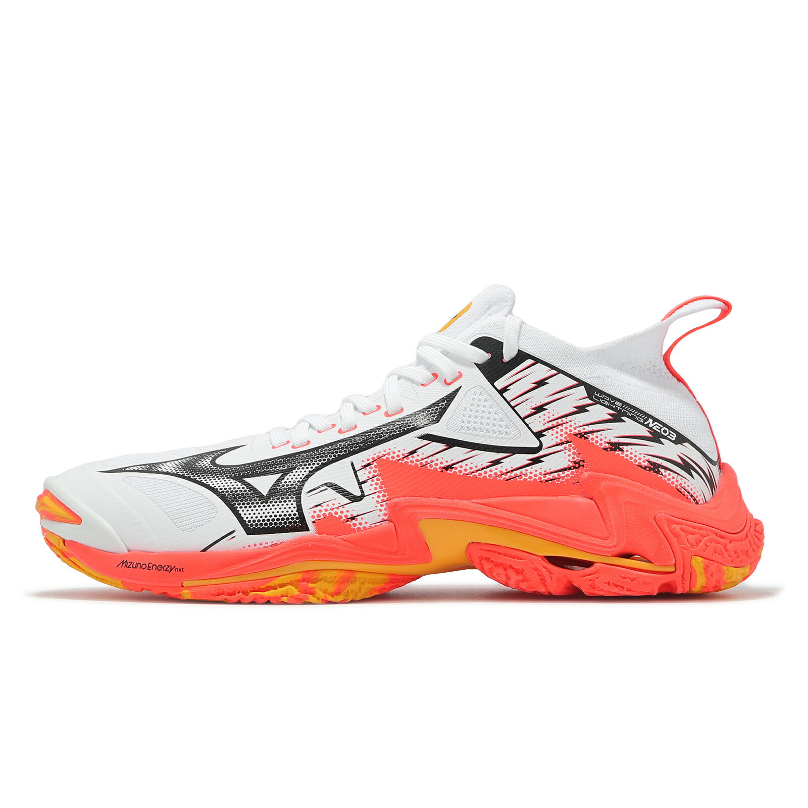 Mizuno 美津濃 排球鞋 Wave Lightning Neo 3 男鞋 白 橘 緩衝 室內運動 羽排鞋 美津濃