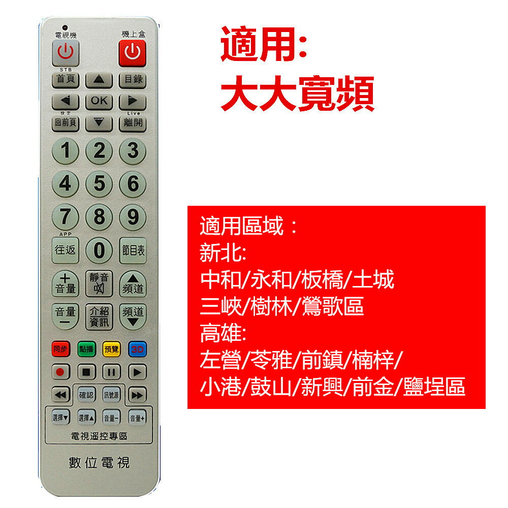 大大寬頻有線電視數位機上盒遙控器 寬頻有線電視數位機上盒遙控器【STB-116】