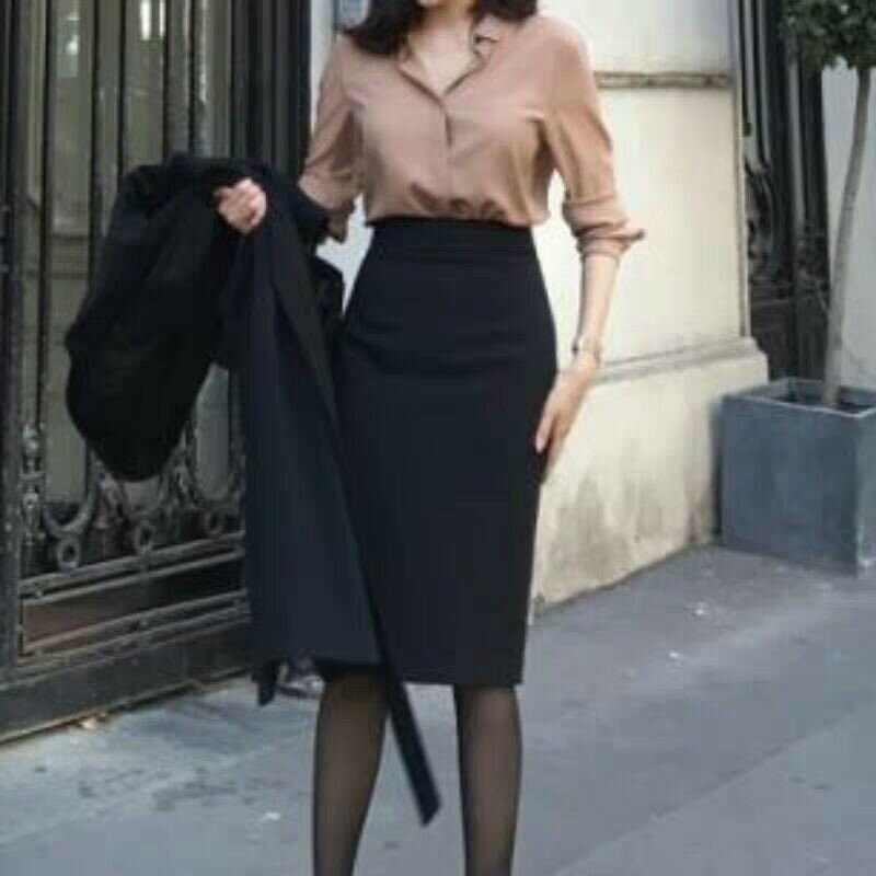 黑色一步裙工作包臀職業裙子高腰半身女中長款大碼西裝包裙