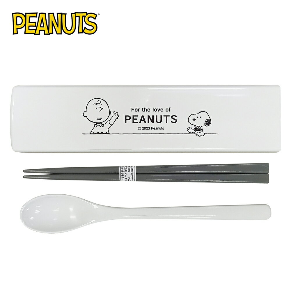 【日本正版】史努比 兩件式 餐具組 日本製 環保餐具 湯匙 筷子 Snoopy PEANUTS - 141179