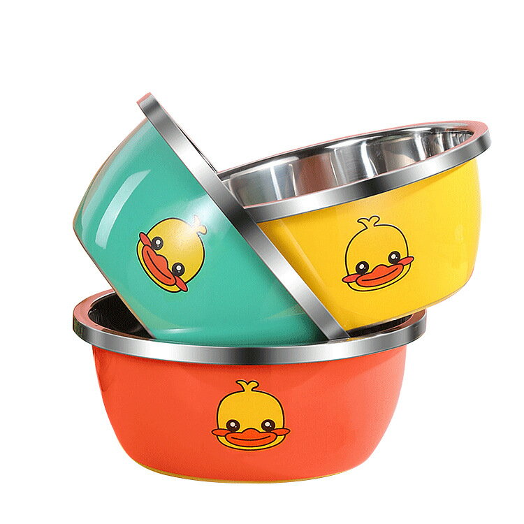 【喜挖】【三件套】小黃鴨不銹鋼盆子打蛋調料盆和面盆高顏值彩色盆廚房 4