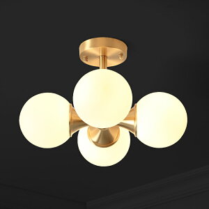 全銅白色玻璃圓球吸頂燈入戶玄關簡約現代門廳美式衣帽間過道燈具
