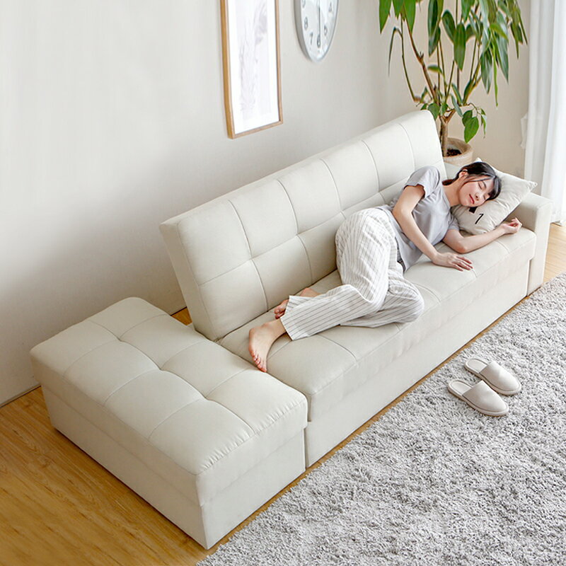 客廳小戶型布藝沙發新款雙三人日式收納兩用多功能折疊沙發床儲物