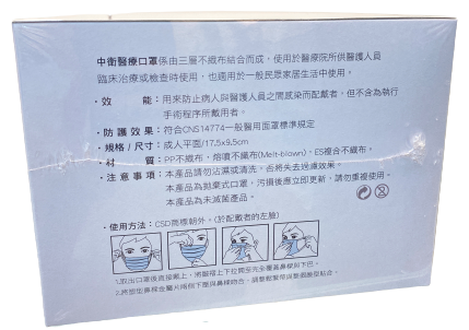 【加厚款新上市特價】中衛醫療口罩 第一等級 成人醫療口罩 醫用口罩 CSD 200片/盒(藍色+綠色) 50片/盒(藍色/粉紅色) 6
