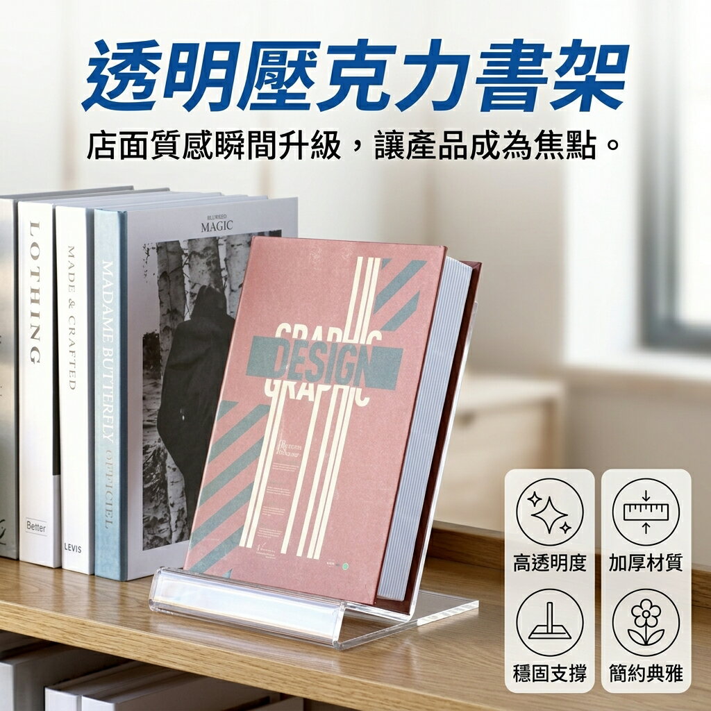 【台灣現貨】透明壓克力書架 層架 書立 誠品書店專用 展示架 文具店 書托唱片 宣傳 陳列 展覽 美術館