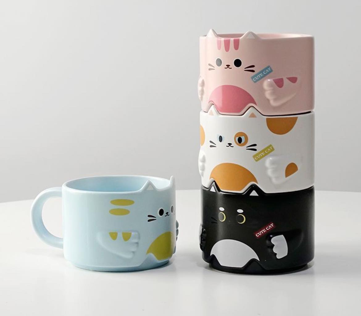 日式貓咪疊疊陶瓷馬克杯組合