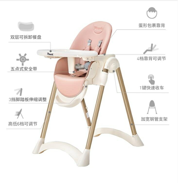 兒童餐椅 寶寶餐椅兒童家用便攜式可折疊嬰兒大空間多功能吃飯餐桌椅【摩可美家】