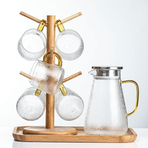 錘紋玻璃杯帶把耐熱水杯茶杯喝水杯家用客廳水具套裝大容量水壺