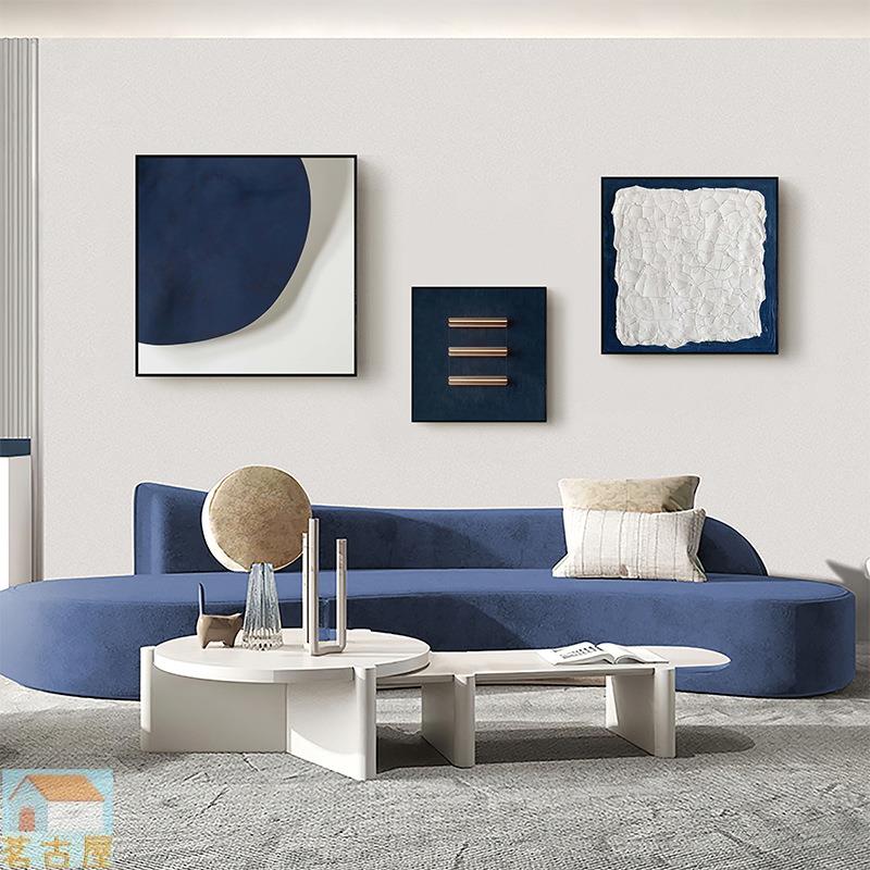 現代簡約藍色工作室客廳裝飾畫藝術空間壁畫立體感掛畫廠家批發