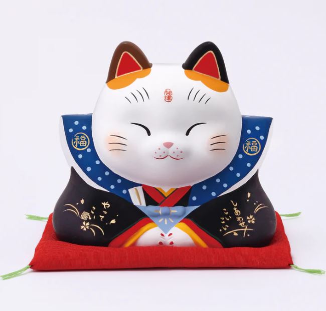 日本製【薬師窯】瀨戶純手工錦彩福助招財貓(4號)Ykcat-7845【領券滿額再折千7/31止】