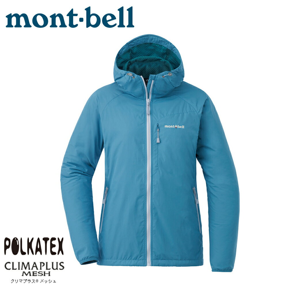 【Mont-Bell 日本 女 Light Shell Parka 連帽風衣《淺灰藍》】1106646/速乾外套/防風夾克/防潑水