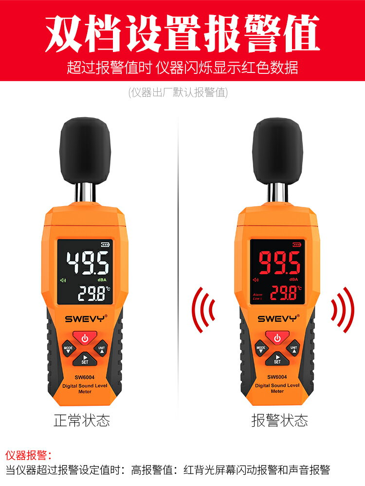 平價特賣~速為彩屏噪音計分貝儀家用噪聲測試儀器檢測儀高精度測聲音測量儀曼莎時尚 全館免運