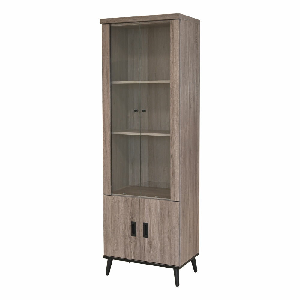 《桃樂絲》玻璃櫃 收納櫃 展示櫃 灰橡色 木心板 立櫃 客廳 置物櫃 工業風 現代風 台灣製造【新生活家具】 3