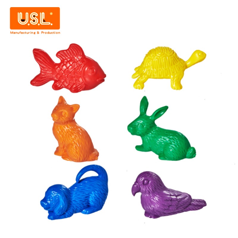 《台灣製USL遊思樂》教具 軟質寵物模型組(6形6色,72pcs) / 袋 東喬精品百貨