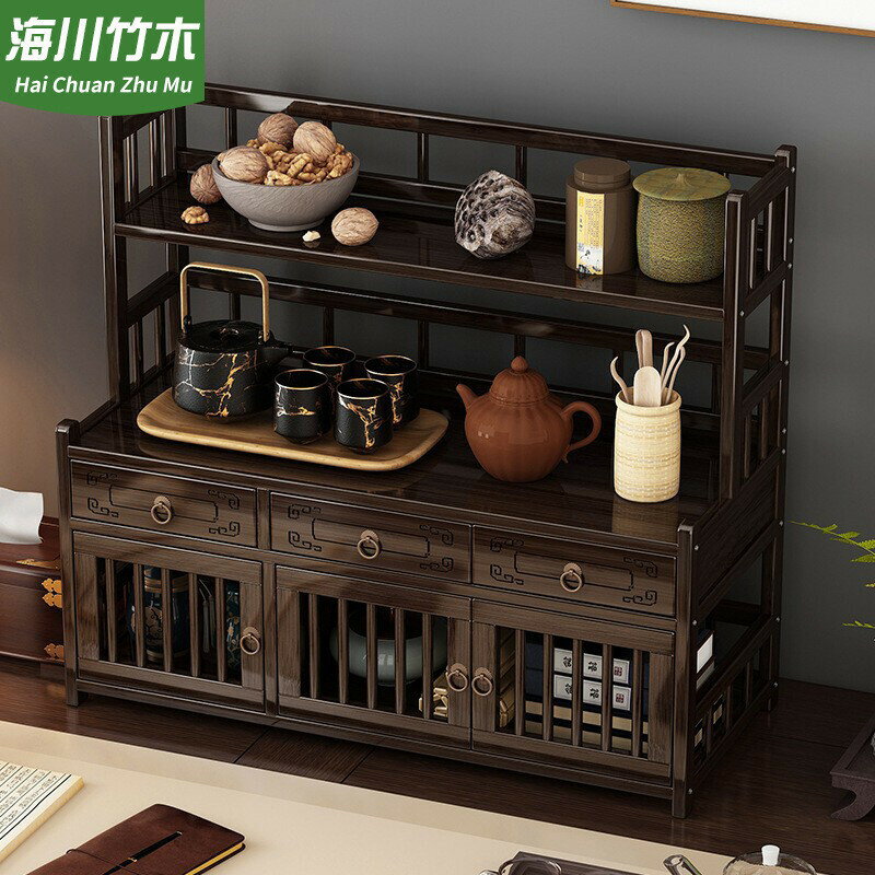 臺灣出貨 升級實木茶壺架 古典茶具置物架 博古架 多層桌上置物架 茶具架 茶葉架 展示架 紫砂壺架 茶具收納置物架