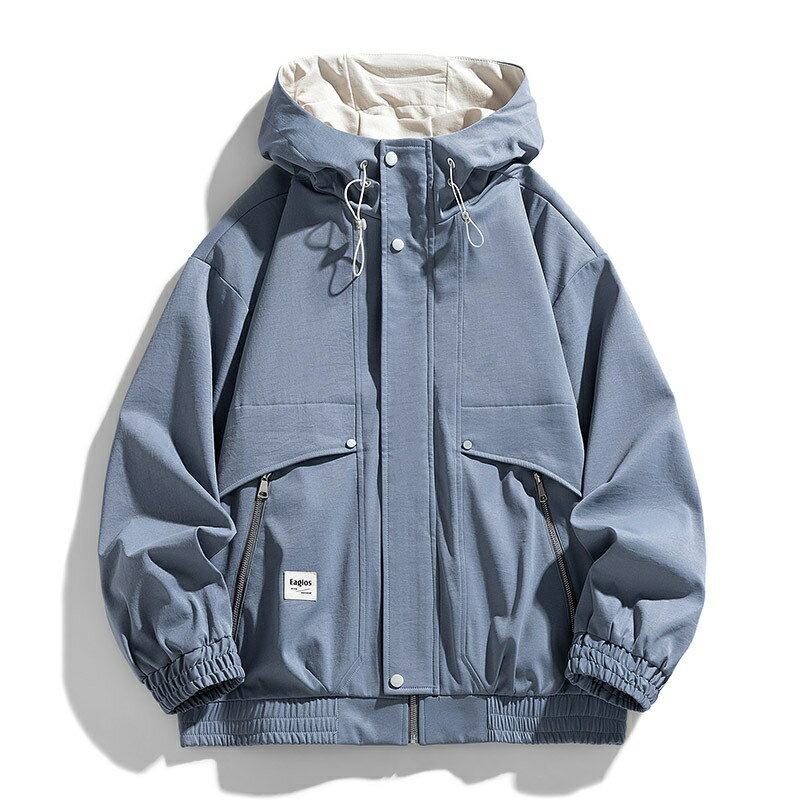 現貨+預購 衝鋒衣防風夾克-連帽寬鬆純色戶外男外套3色74kn73【獨家進口】【米蘭精品】