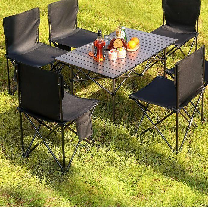 戶外折疊桌椅 便攜式野餐桌 蛋卷桌 釣魚凳子 露營桌子椅套裝裝備野餐