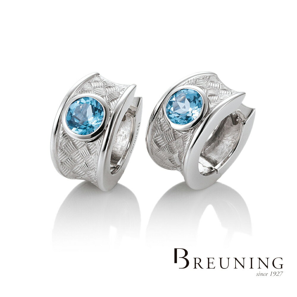 德國 【Breuning】純淨的藍 拓帕石編織紋耳環 (925純銀)