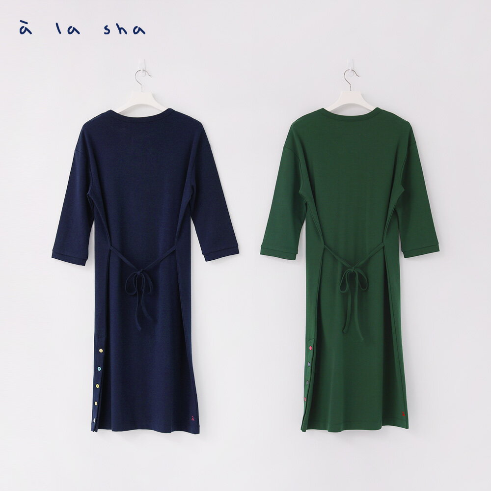 a la sha 棉質舒適五分袖綁帶洋裝 3