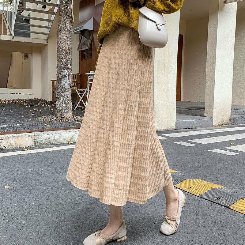 【巴黎精品】現貨+預購 高腰顯瘦半身裙中長裙A字裙子大碼洋裝休閒大尺碼女裝-紋理顯瘦女裙子4色a1lg79