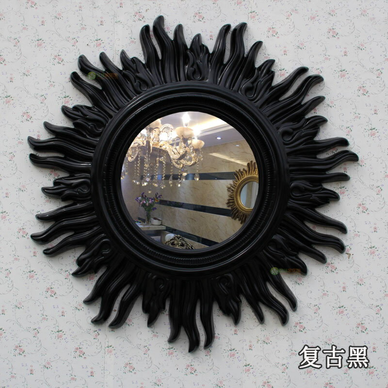 美式玄關裝飾鏡子太陽高檔壁掛鏡KTV 酒店裝飾鏡歐式浴室鏡梳妝鏡