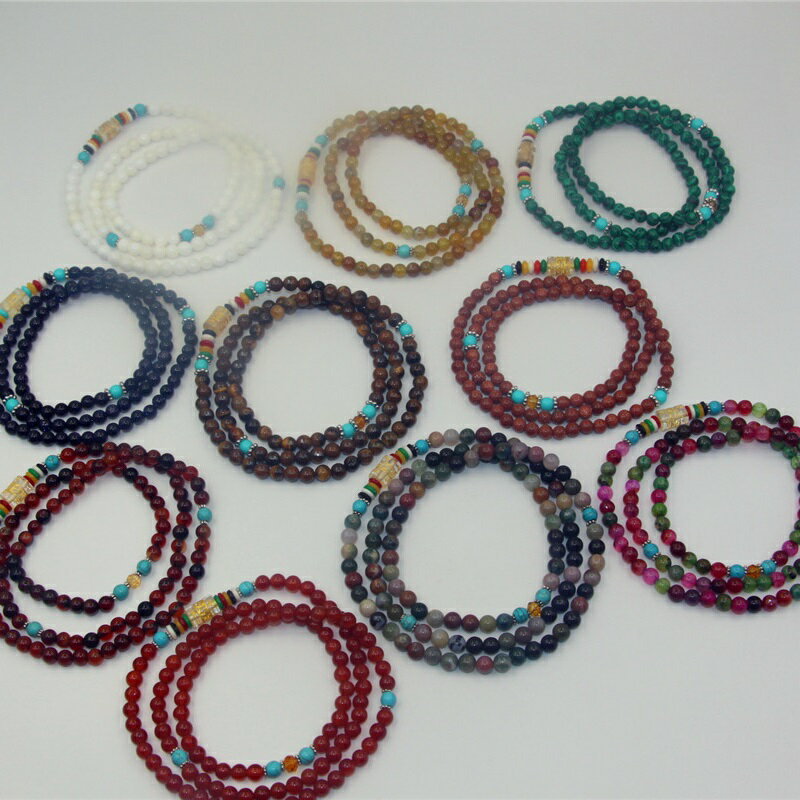 西藏特色民族風手鏈108顆多層手串男女情侶配項鏈佛珠飾品不掉色
