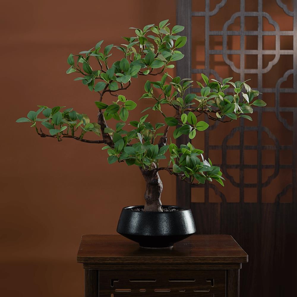 開發票 最低價 仿真植物 新款模擬綠植盆景中式綠葉盆栽禪意裝飾擺件假花植物室內家居飾品 快速出貨